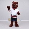 Custom Burgundy White and Black Hockey Bear Mascot Costume Adult Full Body Suit for Sports Events Custom Burgundy White and Black Hockey Bear Mascot Costume Adult Full Body Suit for Sports Events