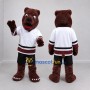 Custom Burgundy White and Black Hockey Bear Mascot Costume Adult Full Body Suit for Sports Events