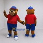 Custom Brown Red and Blue Bear Mascot Costume Adult Full Body Suit for School Events