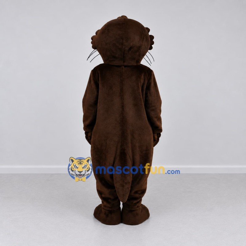 Custom Dark Brown and White Otter Mascot Costume Adult Full Body Suit for Aquatic Events