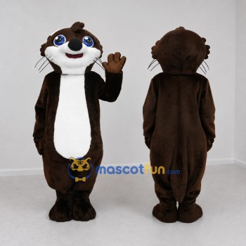Custom Dark Brown and White Otter Mascot Costume Adult Full Body Suit for Aquatic Events