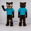 Custom Dark Brown and Teal Bear Mascot Costume Adult Full Body Suit for School Events