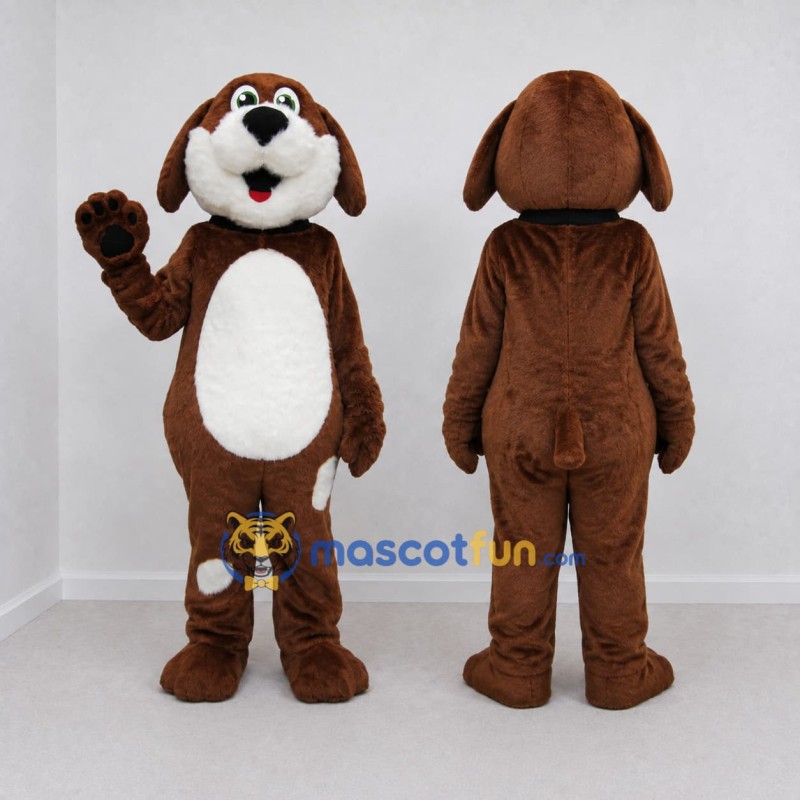 Custom Brown and White Dog Mascot Costume Adult Full Body Suit for Pet Events Custom Brown and White Dog Mascot Costume Adult Full Body Suit for Pet Events