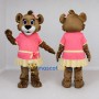 Custom Brown Pink and Cream Bear Mascot Costume Adult Full Body Suit for Children's Events