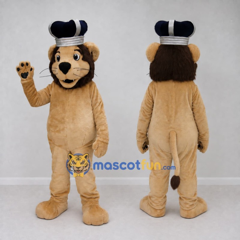 Custom Tan Black and Silver King Lion Mascot Costume Adult Full Body Suit for Themed Events Custom Tan Black and Silver King Lion Mascot Costume Adult Full Body Suit for Themed Events