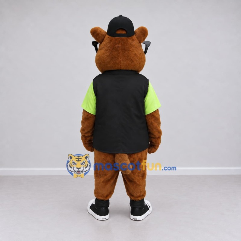 Custom Brown Black and Green Rodent Mascot Costume Adult Full Body Suit for School Events Custom Brown Black and Green Rodent Mascot Costume Adult Full Body Suit for School Events