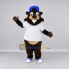 Custom Brown White and Blue Beaver Mascot Costume Adult Full Body Suit for School Events