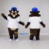 Custom Brown White and Blue Beaver Mascot Costume Adult Full Body Suit for School Events