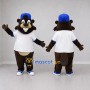 Custom Brown White and Blue Beaver Mascot Costume Adult Full Body Suit for School Events