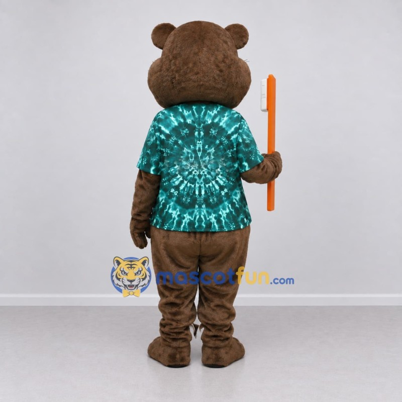Custom Brown and Teal Rodent Mascot Costume Adult Full Body Suit for Dental Awareness Events Custom Brown and Teal Rodent Mascot Costume Adult Full Body Suit for Dental Awareness Events