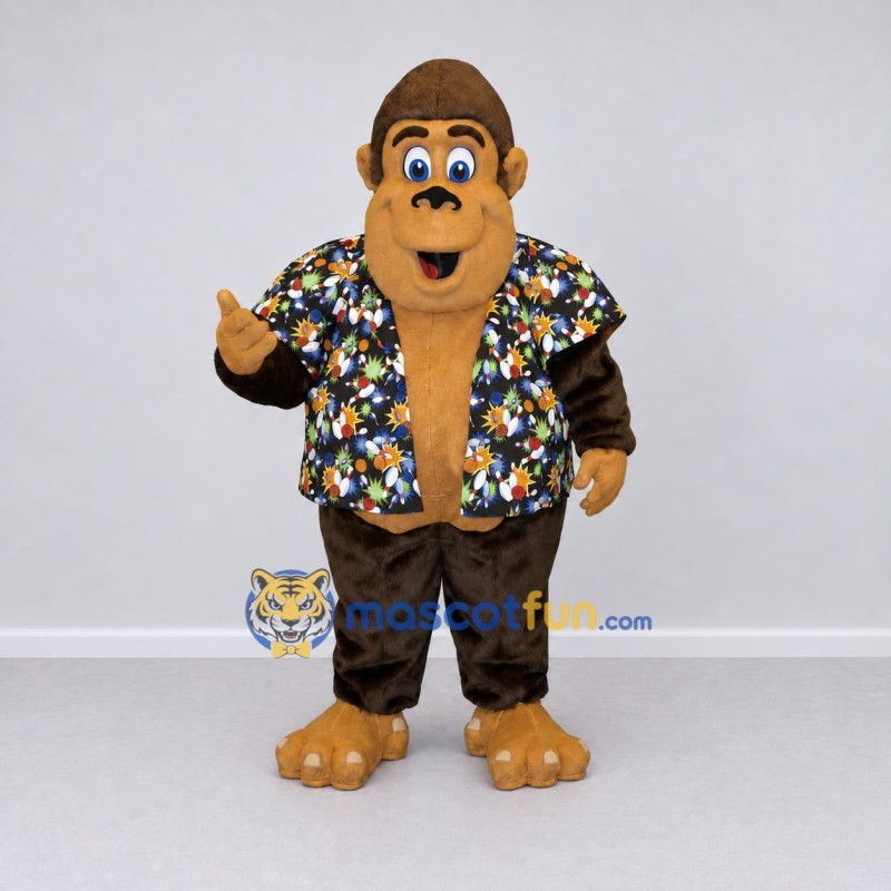 Custom Brown and Multicolor Gorilla Mascot Costume Adult Full Body Suit for Tropical Events Custom Brown and Multicolor Gorilla Mascot Costume Adult Full Body Suit for Tropical Events