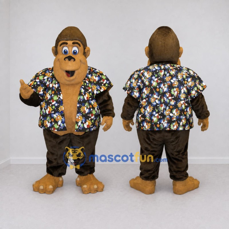 Custom Brown and Multicolor Gorilla Mascot Costume Adult Full Body Suit for Tropical Events Custom Brown and Multicolor Gorilla Mascot Costume Adult Full Body Suit for Tropical Events