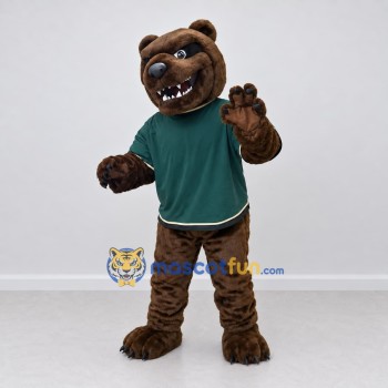 Custom Brown and Green Bear Mascot Costume Adult Full Body Suit for Sports Events