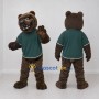 Custom Brown and Green Bear Mascot Costume Adult Full Body Suit for Sports Events