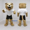Custom Tan White and Black Cougar Mascot Costume Adult Full Body Suit for Sports Events Custom Tan White and Black Cougar Mascot Costume Adult Full Body Suit for Sports Events