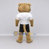 Custom Tan White and Black Cougar Mascot Costume Adult Full Body Suit for Sports Events Custom Tan White and Black Cougar Mascot Costume Adult Full Body Suit for Sports Events
