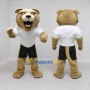 Custom Tan White and Black Cougar Mascot Costume Adult Full Body Suit for Sports Events