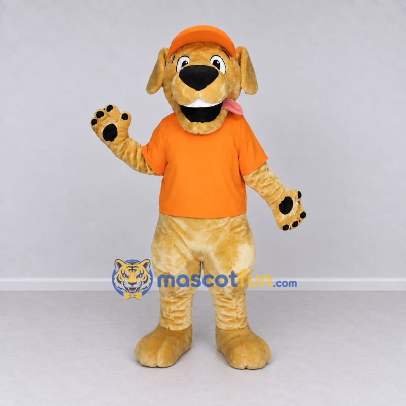 Custom Golden Tan and Orange Dog Mascot Costume Adult Full Body Suit for School Events Custom Golden Tan and Orange Dog Mascot Costume Adult Full Body Suit for School Events
