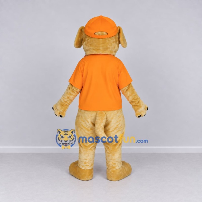 Custom Golden Tan and Orange Dog Mascot Costume Adult Full Body Suit for School Events Custom Golden Tan and Orange Dog Mascot Costume Adult Full Body Suit for School Events