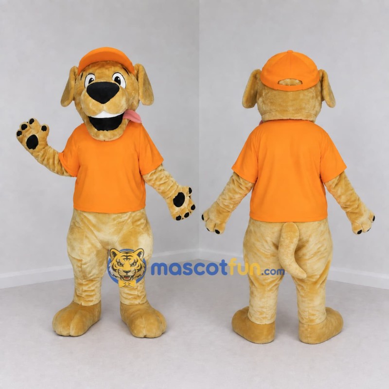 Custom Golden Tan and Orange Dog Mascot Costume Adult Full Body Suit for School Events Custom Golden Tan and Orange Dog Mascot Costume Adult Full Body Suit for School Events
