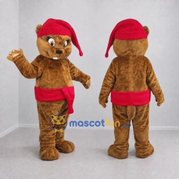 Custom Brown and Red Rodent Mascot Costume Adult Full Body Suit for Themed Events