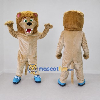 Custom Tan and Golden Brown Lion Mascot Costume Adult Full Body Suit for Children's Events