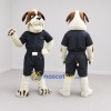 Custom White Brown and Black Uniformed Bulldog Mascot Costume Adult Full Body Suit for Community Events Custom White Brown and Black Uniformed Bulldog Mascot Costume Adult Full Body Suit for Community Events