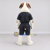 Custom White Brown and Black Uniformed Bulldog Mascot Costume Adult Full Body Suit for Community Events Custom White Brown and Black Uniformed Bulldog Mascot Costume Adult Full Body Suit for Community Events