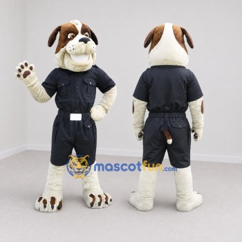 Custom White Brown and Black Uniformed Bulldog Mascot Costume Adult Full Body Suit for Community Events