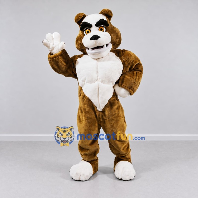 Custom Brown and White Bulldog Mascot Costume Adult Full Body Suit for Sports Events