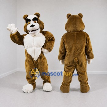 Custom Brown and White Bulldog Mascot Costume Adult Full Body Suit for Sports Events