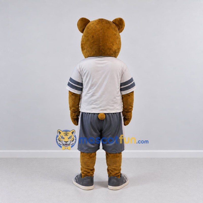Custom Golden Brown White and Gray Bear Mascot Costume Adult Full Body Suit for Sports Events Custom Golden Brown White and Gray Bear Mascot Costume Adult Full Body Suit for Sports Events