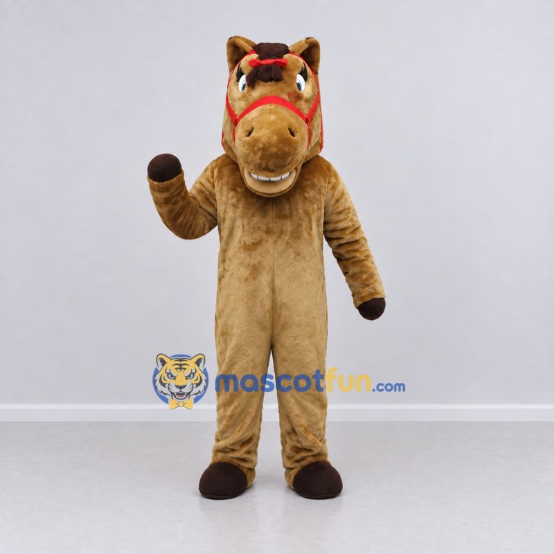 Custom Tan and Brown Horse Mascot Costume Adult Full Body Suit for Farm Events