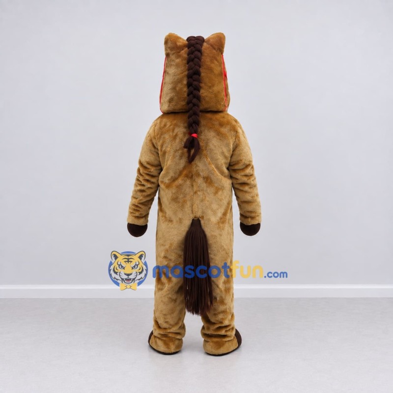Custom Tan and Brown Horse Mascot Costume Adult Full Body Suit for Farm Events