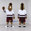 Custom Brown White and Burgundy Hockey Horse Mascot Costume Adult Full Body Suit for Sports Events Custom Brown White and Burgundy Hockey Horse Mascot Costume Adult Full Body Suit for Sports Events