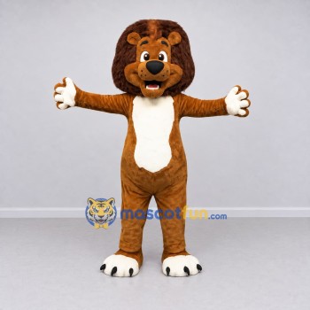 Custom Brown and Cream Lion Mascot Costume Adult Full Body Suit for School Events Custom Brown and Cream Lion Mascot Costume Adult Full Body Suit for School Events