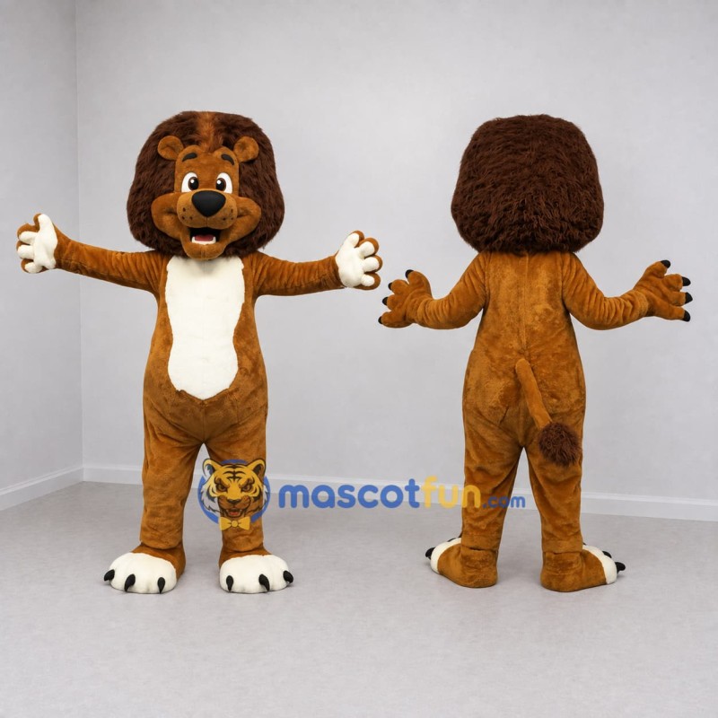 Custom Brown and Cream Lion Mascot Costume Adult Full Body Suit for School Events Custom Brown and Cream Lion Mascot Costume Adult Full Body Suit for School Events