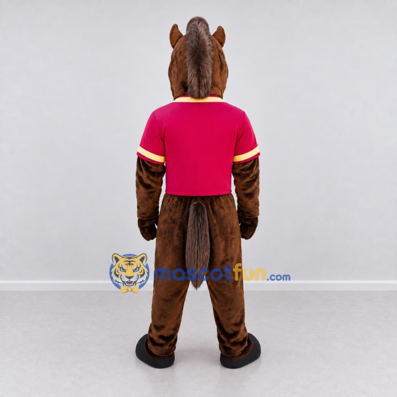 Custom Brown and Red Horse Mascot Costume Adult Full Body Suit for Sports Events Custom Brown and Red Horse Mascot Costume Adult Full Body Suit for Sports Events