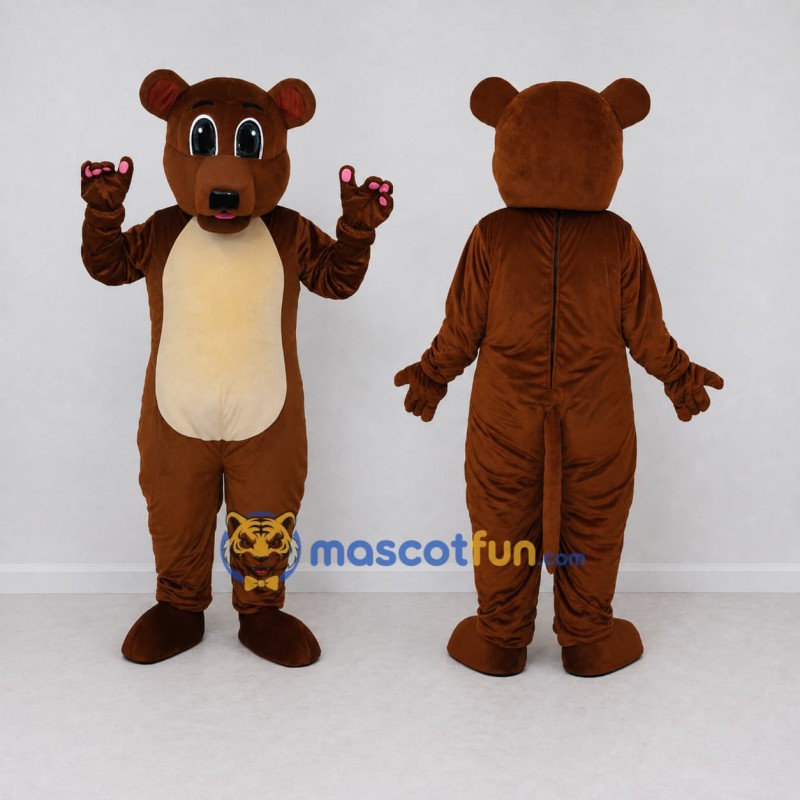 Custom Brown and Cream Bear Mascot Costume Adult Full Body Suit for Children's Events Custom Brown and Cream Bear Mascot Costume Adult Full Body Suit for Children's Events