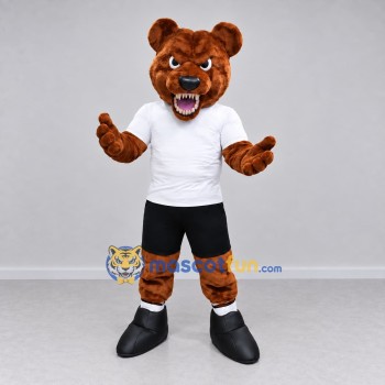 Custom Reddish Brown White and Black Bear Mascot Costume Adult Full Body Suit for Sports Events