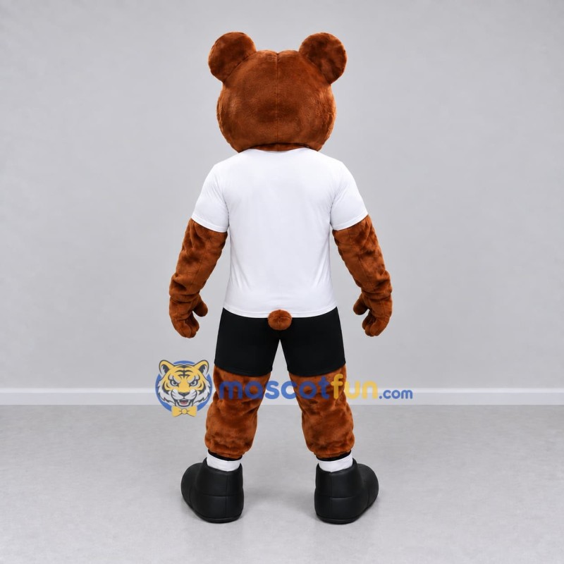 Custom Reddish Brown White and Black Bear Mascot Costume Adult Full Body Suit for Sports Events
