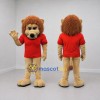 Custom Tan Brown and Red Lion Mascot Costume Adult Full Body Suit for School Events Custom Tan Brown and Red Lion Mascot Costume Adult Full Body Suit for School Events