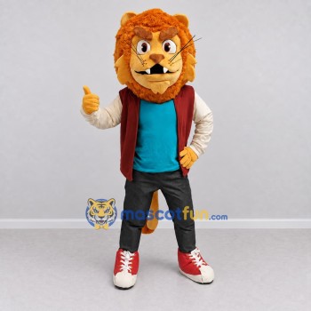 Custom Orange Teal and Burgundy Lion Mascot Costume Adult Full Body Suit for School Events