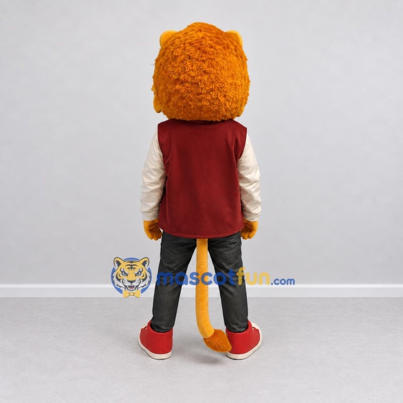 Custom Orange Teal and Burgundy Lion Mascot Costume Adult Full Body Suit for School Events Custom Orange Teal and Burgundy Lion Mascot Costume Adult Full Body Suit for School Events