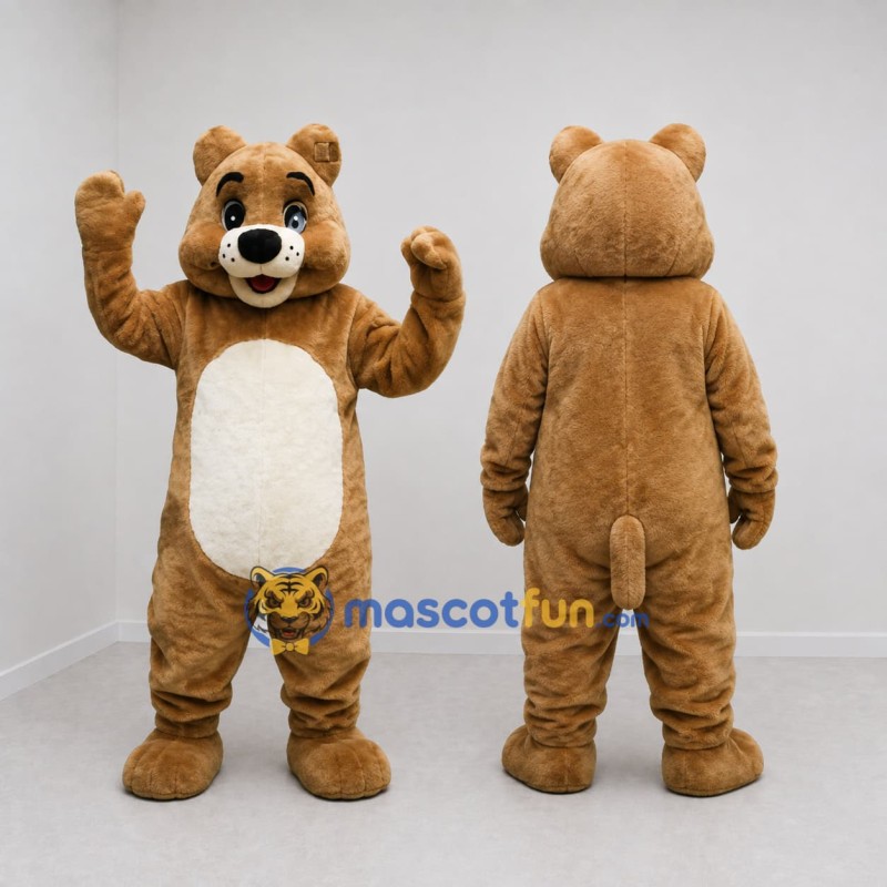 Custom Tan and White Bear Mascot Costume Adult Full Body Suit for Children's Events Custom Tan and White Bear Mascot Costume Adult Full Body Suit for Children's Events
