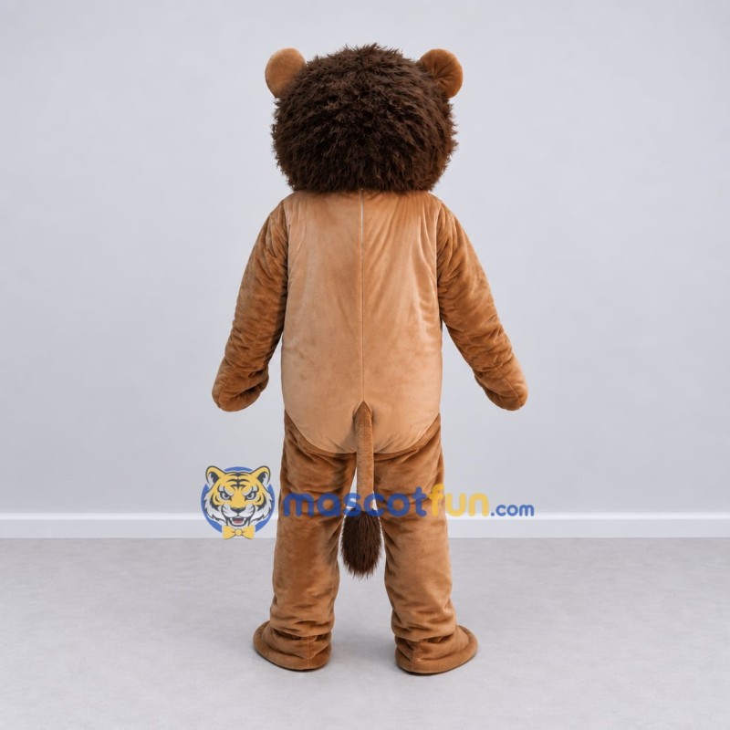 Custom Tan and Dark Brown Lion Mascot Costume Adult Full Body Suit for Children's Events