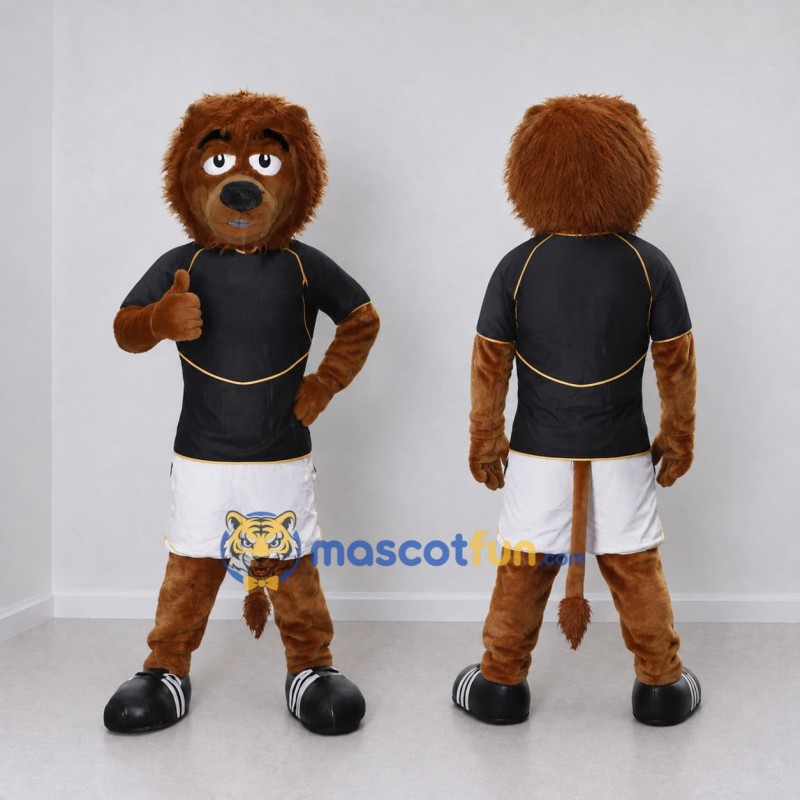 Custom Brown Black and White Lion Mascot Costume Adult Full Body Suit for Sports Events