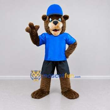 Custom Brown Blue and Black Bear Mascot Costume Adult Full Body Suit for Sports Events