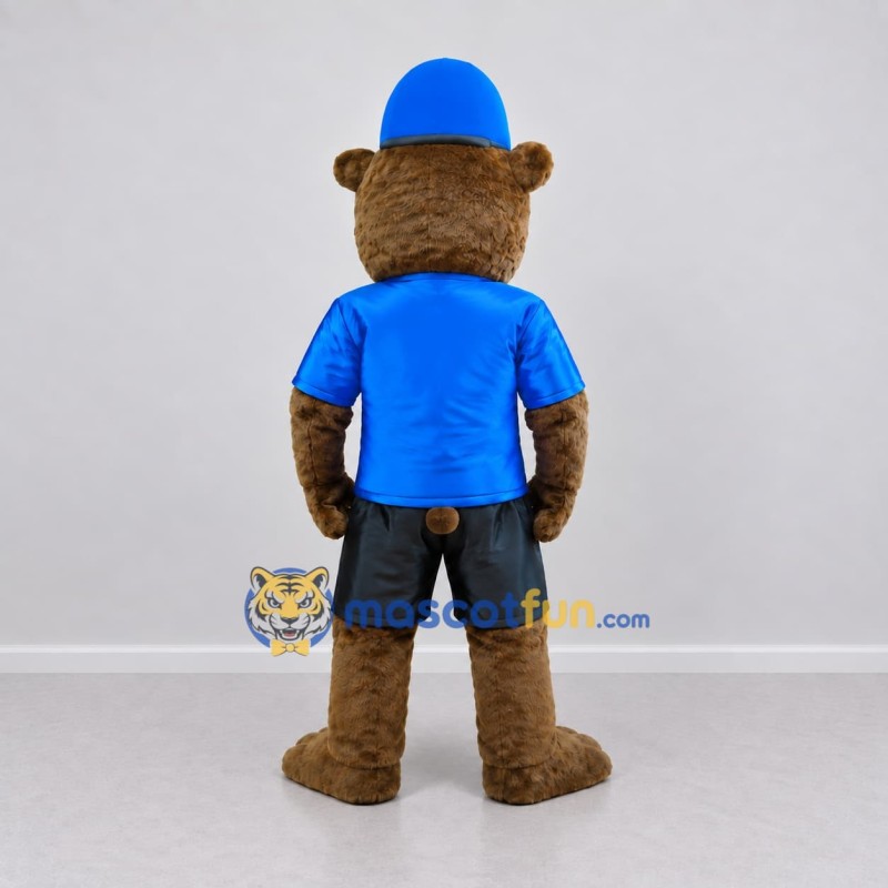 Custom Brown Blue and Black Bear Mascot Costume Adult Full Body Suit for Sports Events Custom Brown Blue and Black Bear Mascot Costume Adult Full Body Suit for Sports Events