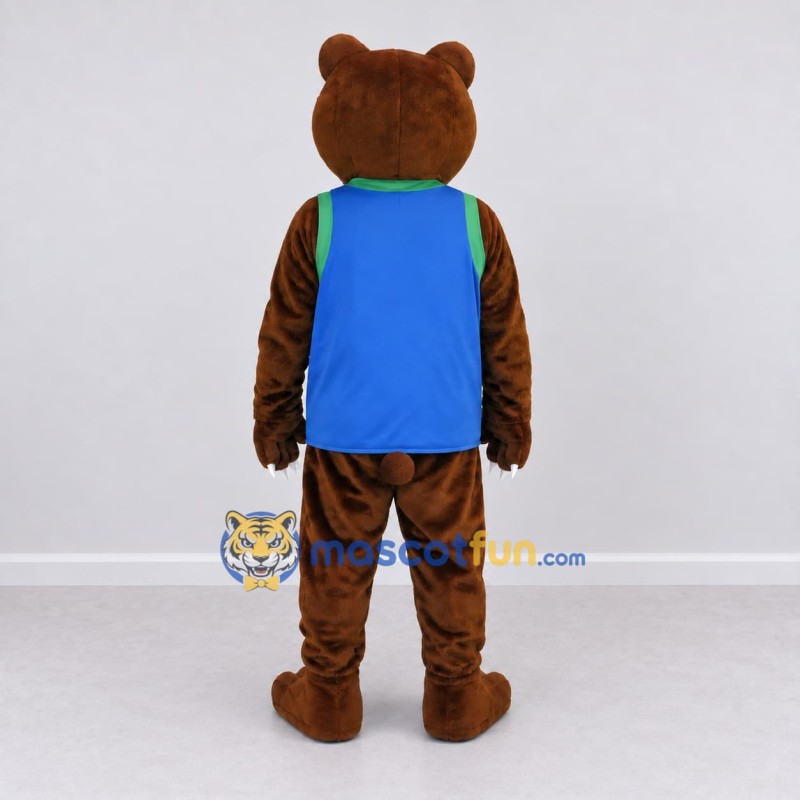 Custom Brown Blue and Green Bear Mascot Costume Adult Full Body Suit for Sports Events